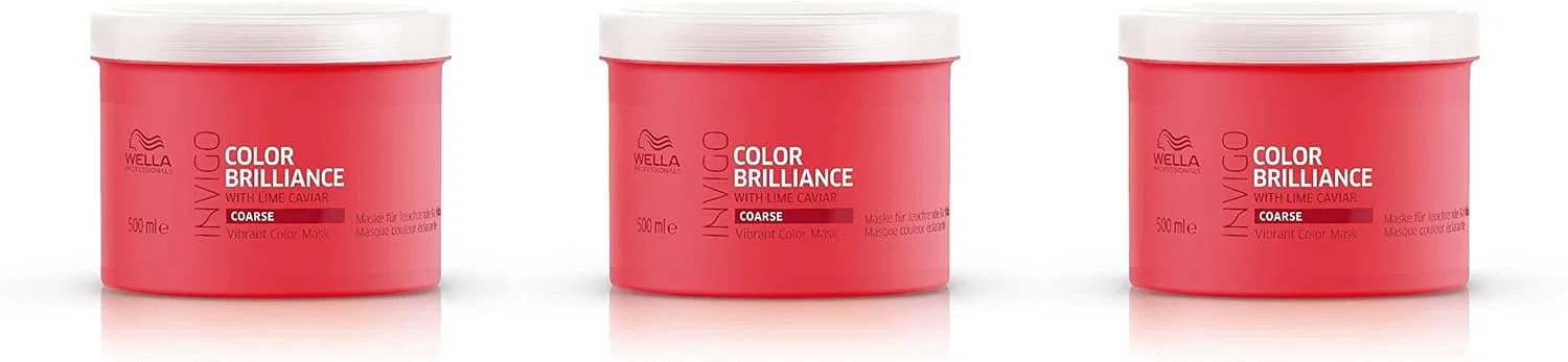 Набор из 3 масок для окрашенных волос Wella Invigo Color Brilliance Vibrant Colour Coarse (500 мл) Krissell