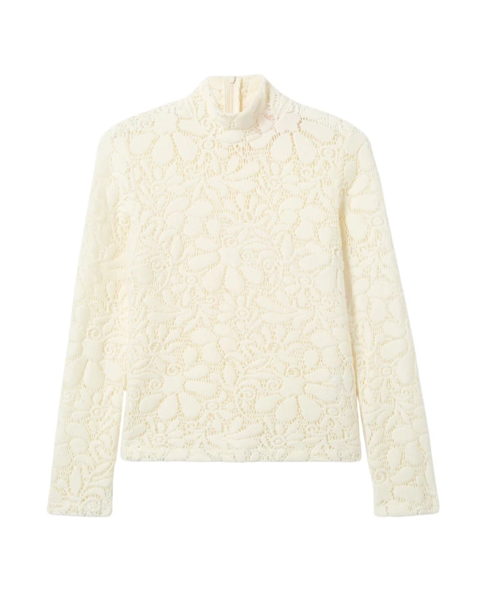 

Кружевной свитер с высоким воротником La Doublej, бежевый