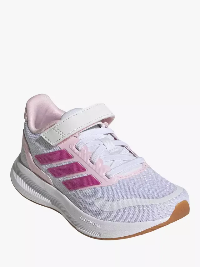 Детские кроссовки Runfalcon с верхним ремешком, бело-розовые adidas — фото 2
