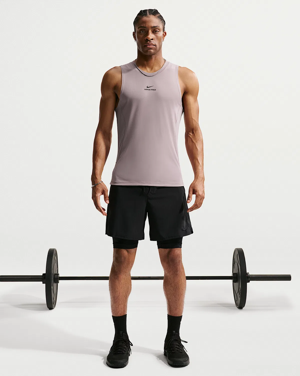 Мужская тренировочная майка Nike Pro Dri-FIT, Light Violet Ore/Black — фото 4