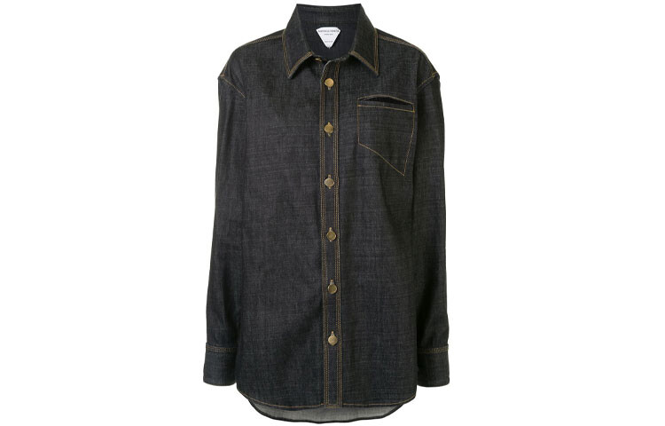 

Рубашка женская синяя Bottega Veneta