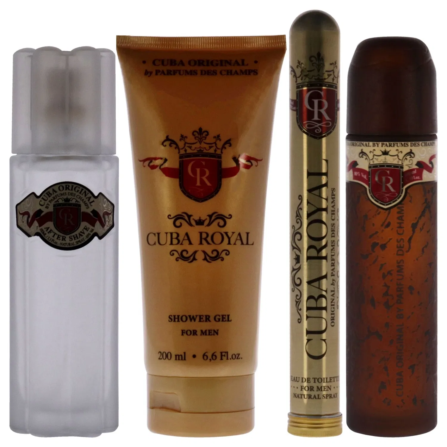 Набор Cuba Royal от Cuba для мужчин - подарочный комплект из 4 предметов: туалетная вода в спрее (99 мл), туалетная вода в спрее (35 мл), лосьон после бритья (99 мл), гель для душа (6,7 мл), коричневый — фото 3