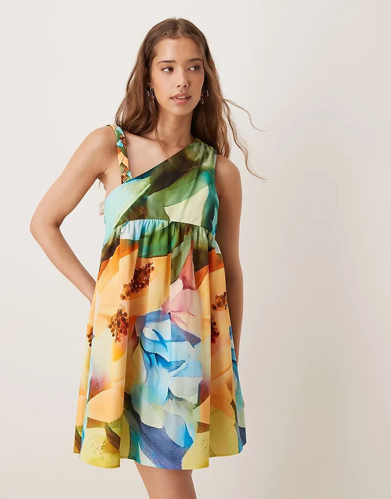 

Асимметричное мини-платье ASOS DESIGN с перекрученными бретелями и фруктовым принтом