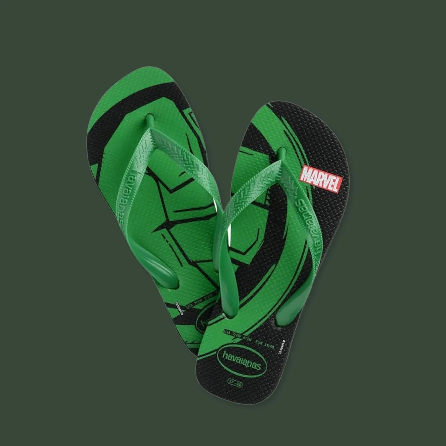 Шлепанцы Havaianas Marvel, черный/зеленый — фото 2