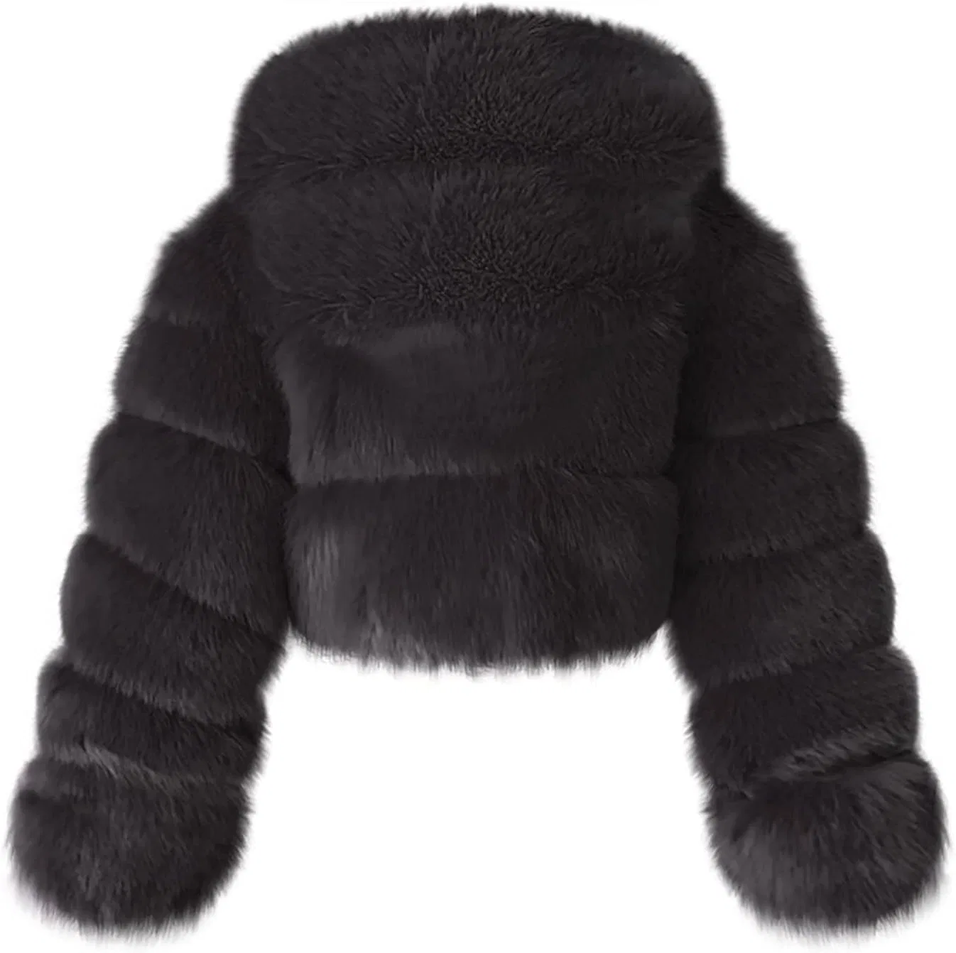 Куртка женская из искусственного меха, короткая, оверсайз, Generic, Black — фото 3