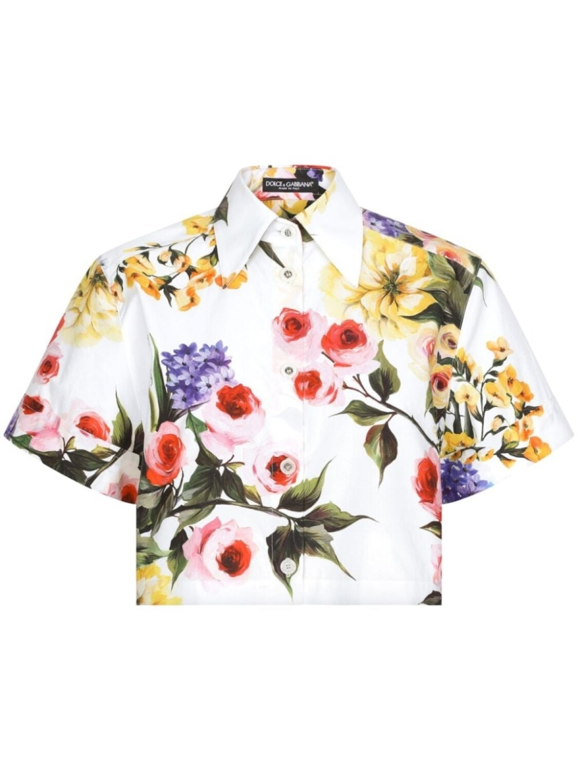 

Dolce & Gabbana укороченная рубашка с цветочным принтом, белый