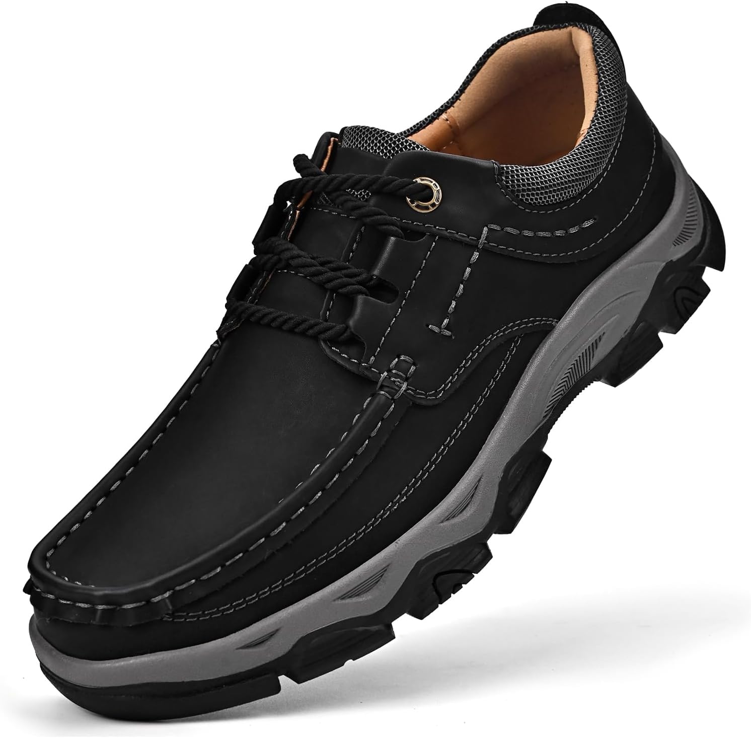 

Мужские кожаные лоферы на шнуровке, легкие, дышащие, повседневные, удобные, с нескользящей подошвой, модные прогулочные туфли Bwseobg, черный