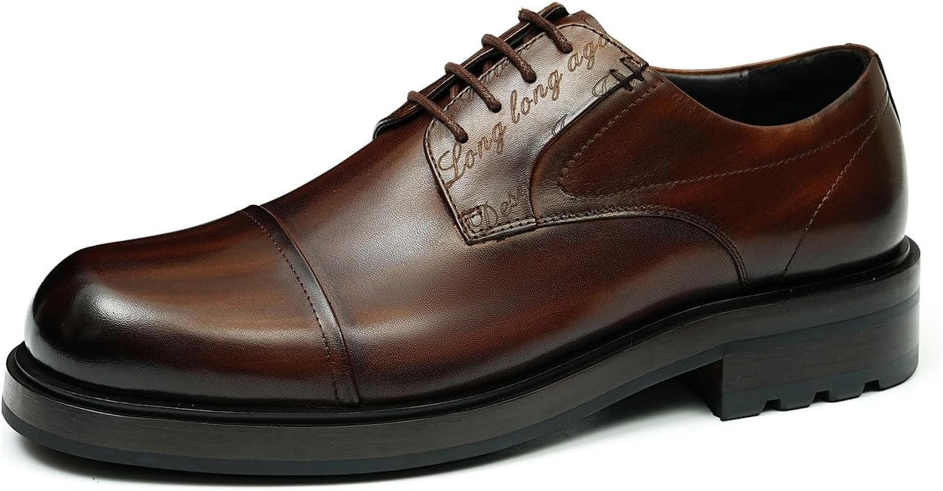 

Мужские туфли Santimon Oxfords Derby для официальных мероприятий, из натуральной кожи с носком типа кап, современные классические туфли, модные для выпускного вечера, свадьбы, смокинга, делового и повседневного стиля, легкие и удобные для мужчин...