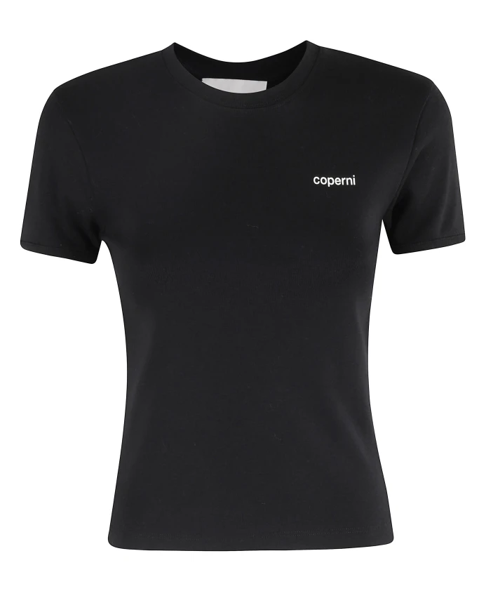 

Монохромная футболка с логотипом и вырезом горловины Coperni, черный