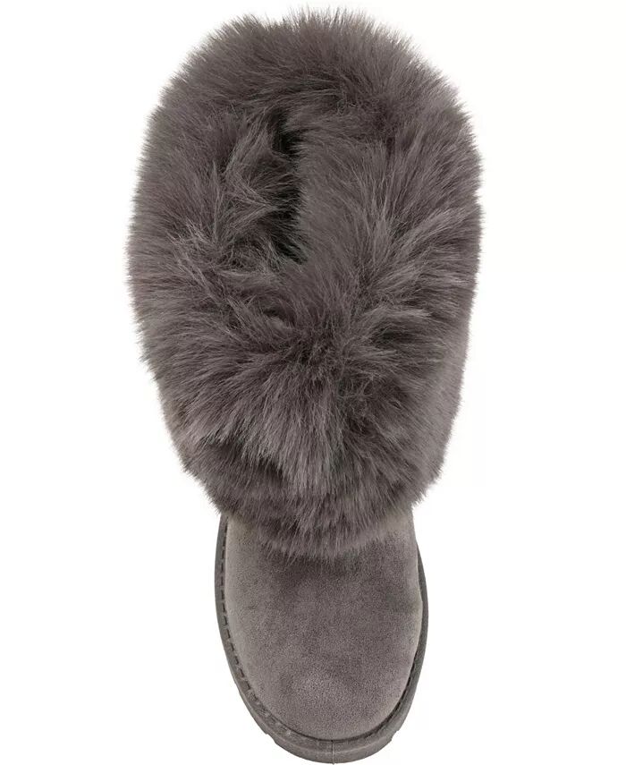 Женские сапоги Shanay Lug Sole Faux Fur для холодной погоды Journee Collection, серый — фото 4