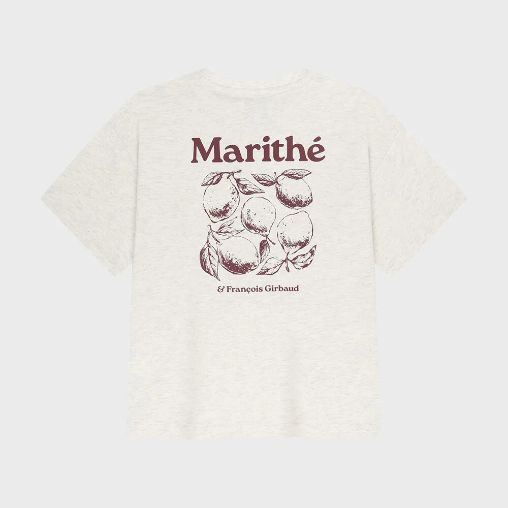 Детская оверсайз футболка Marithé Kids с графикой на спине, овсяная — фото 3