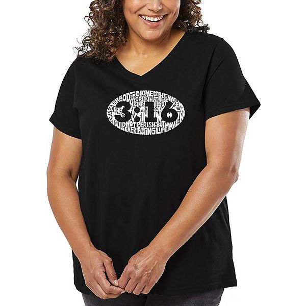 

Футболка V-neck с принтом John 3:16 plus size La Pop Art, Black, Черный, Футболка V-neck с принтом John 3:16 plus size La Pop Art, Black