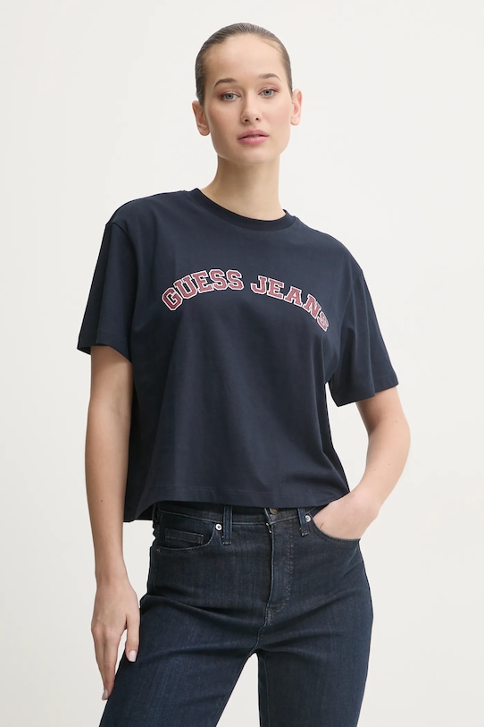 

Хлопковая футболка Guess Jeans, темно-синий