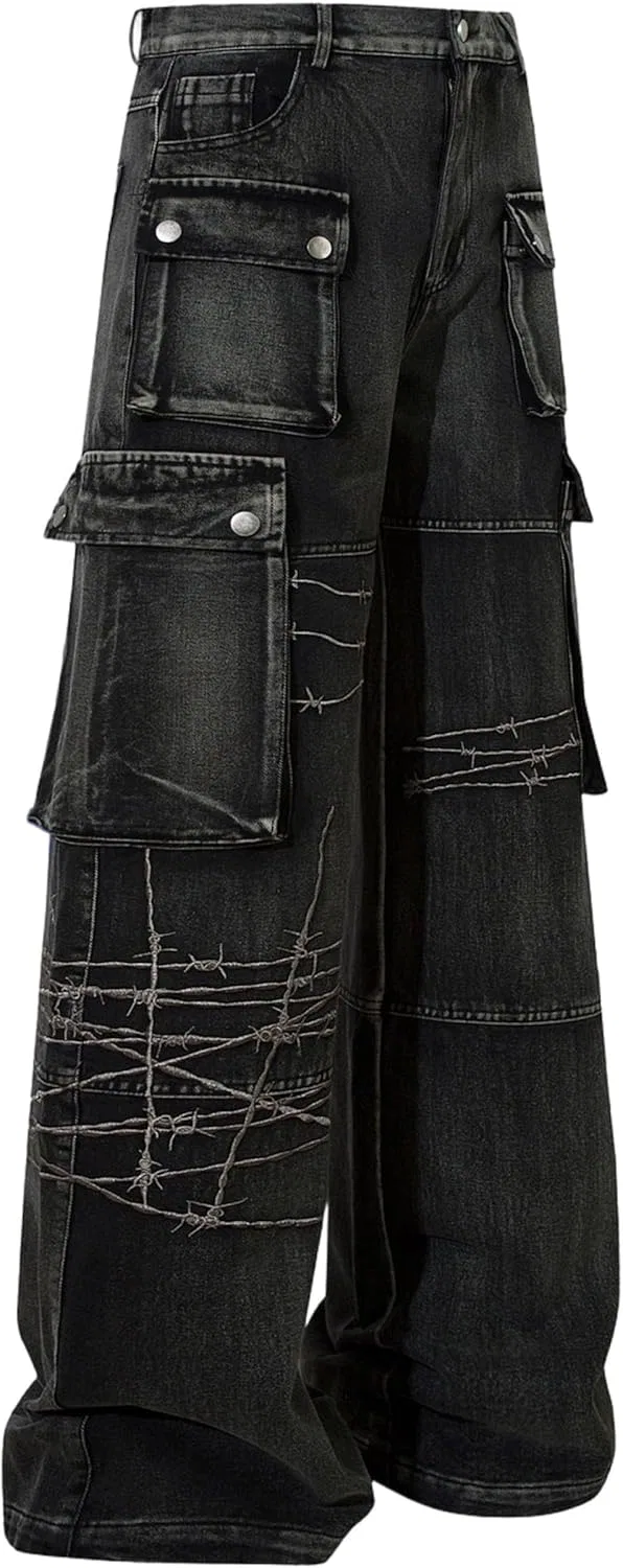 Джинсы свободные Baggy Cargo, Black