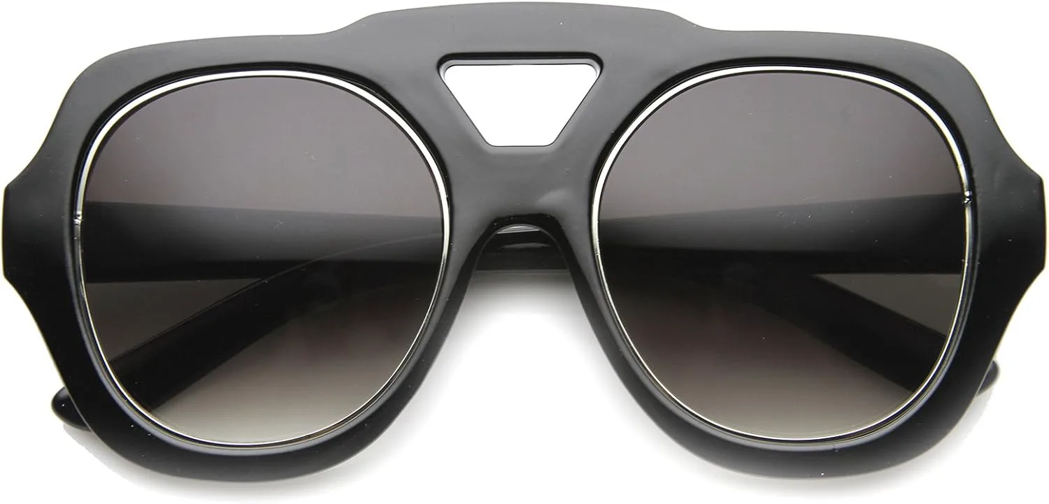 

Женские солнцезащитные очки zeroUV в стиле высокой моды, массивная квадратная оправа из металла и пластика, увеличенного размера, Shiny Black-silver / Lavender