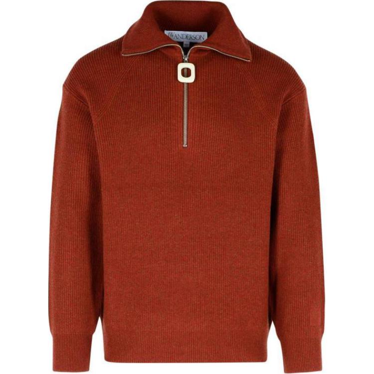 

Полузастегнутый джемпер JW Anderson, коричневый