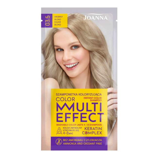 

Многоцветный шампунь для окрашивания волос Joanna, цвет 03.5 silvery blond, 35 гр