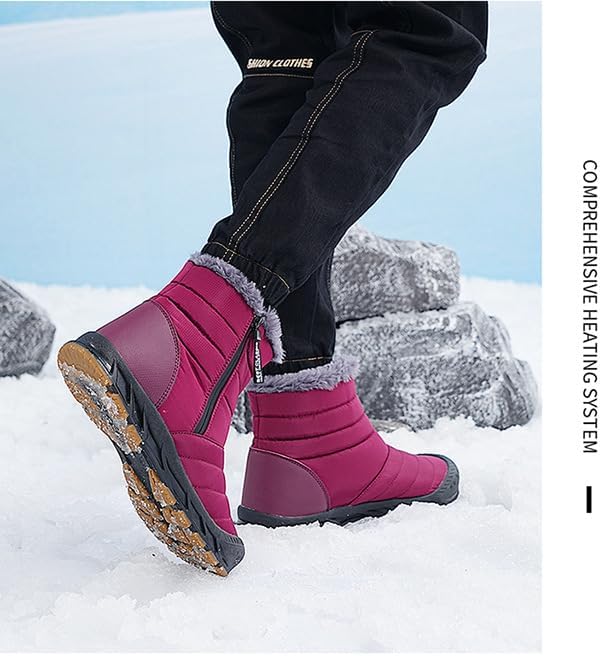 Потрясающие зимние ботинки Stunner Snow Boots, теплые ботильоны на меховой подкладке, водонепроницаемые, удобные, для прогулок на свежем воздухе, зимняя обувь без шнурков Soft Time Toy, красный — фото 3