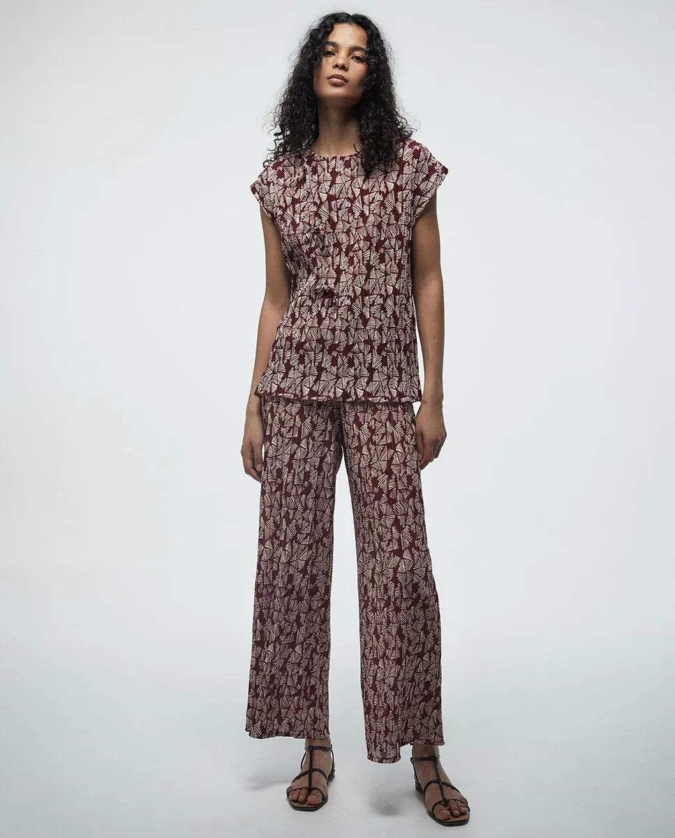 

plisado Блузка с принтом Sfera, бордовый