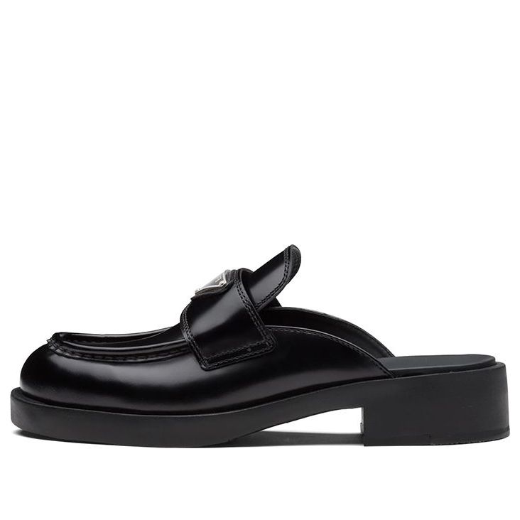 Тапочки (WMNS) PRADA Chocolate Brushed Leather Mules 'Black' 1D652M_055_F0002_F_040, черный
