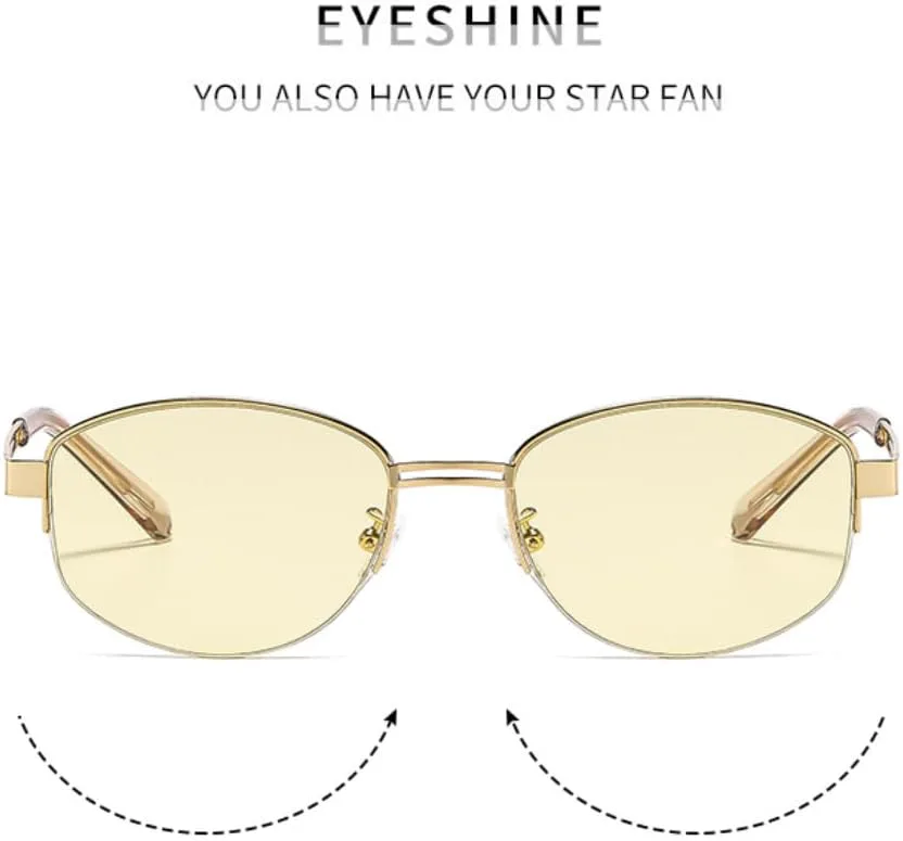 

Роскошные солнцезащитные очки в овальной оправе для женщин и мужчин, для активного отдыха и путешествий, с защитой от УФ-излучения UV400 TVTBBVV, Gold Yellow