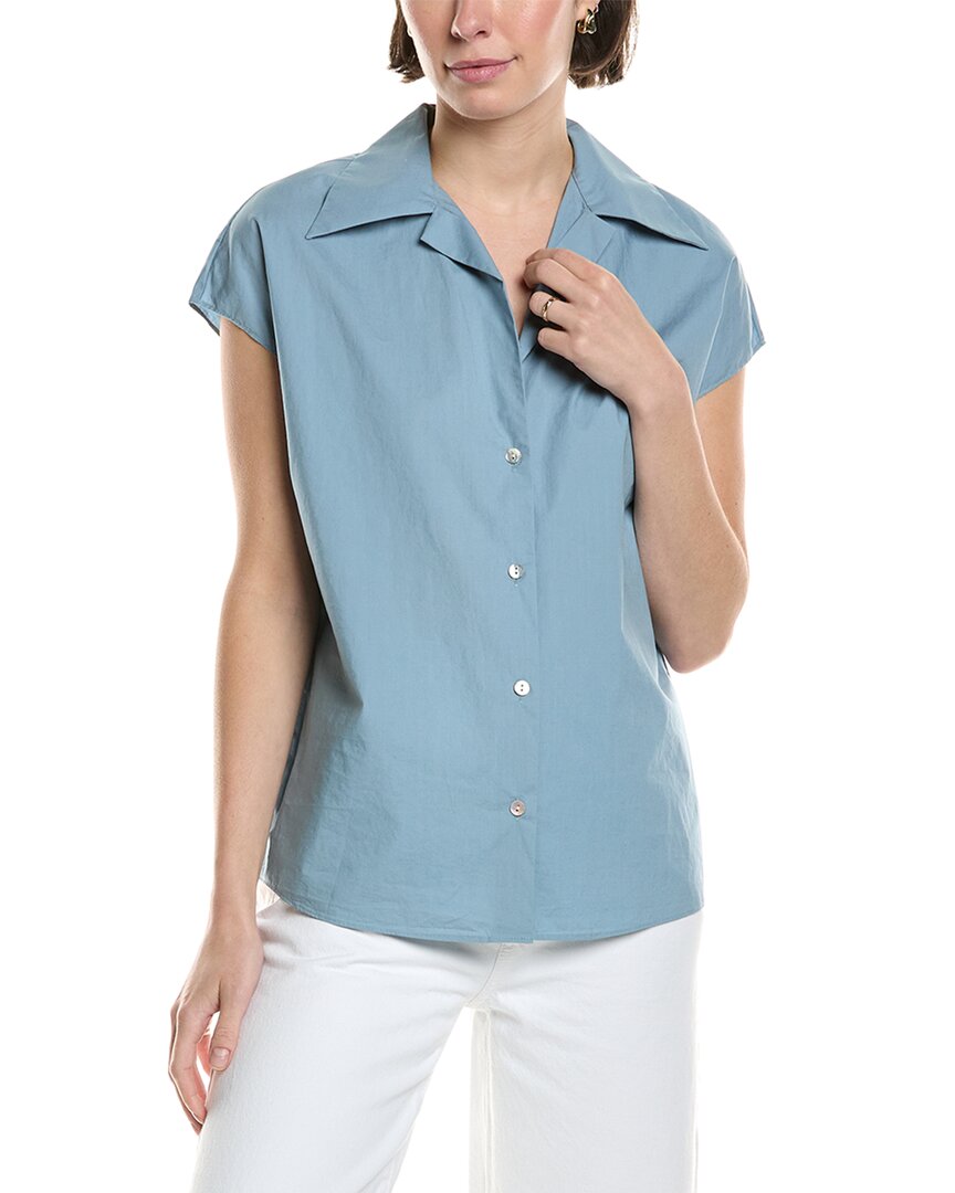 

Блузка с воротником в форме V и короткими рукавами Vince, синий