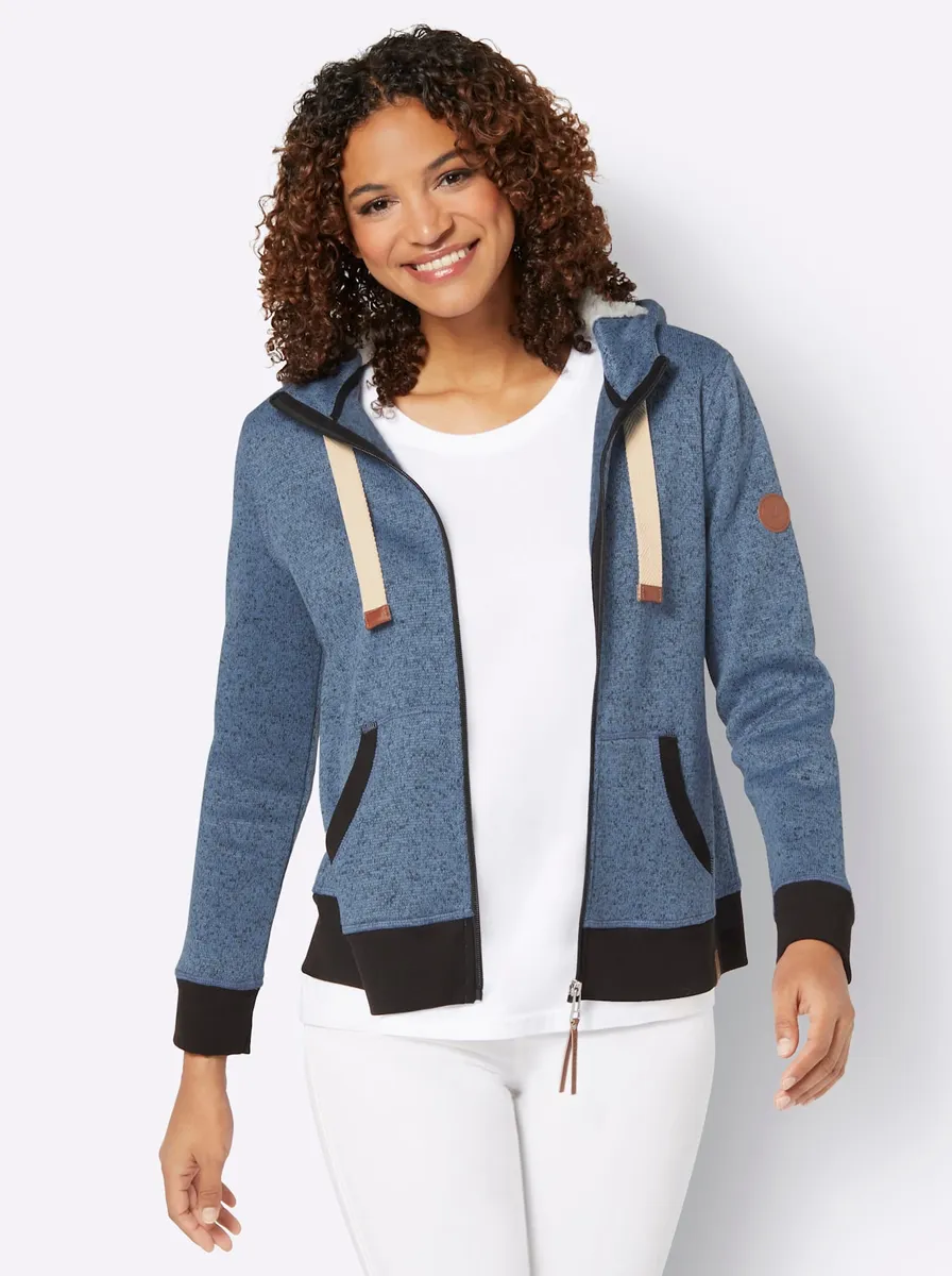 

Casual Looks вязаная флисовая куртка, цвет Mittelblau-Schwarz-Meliert