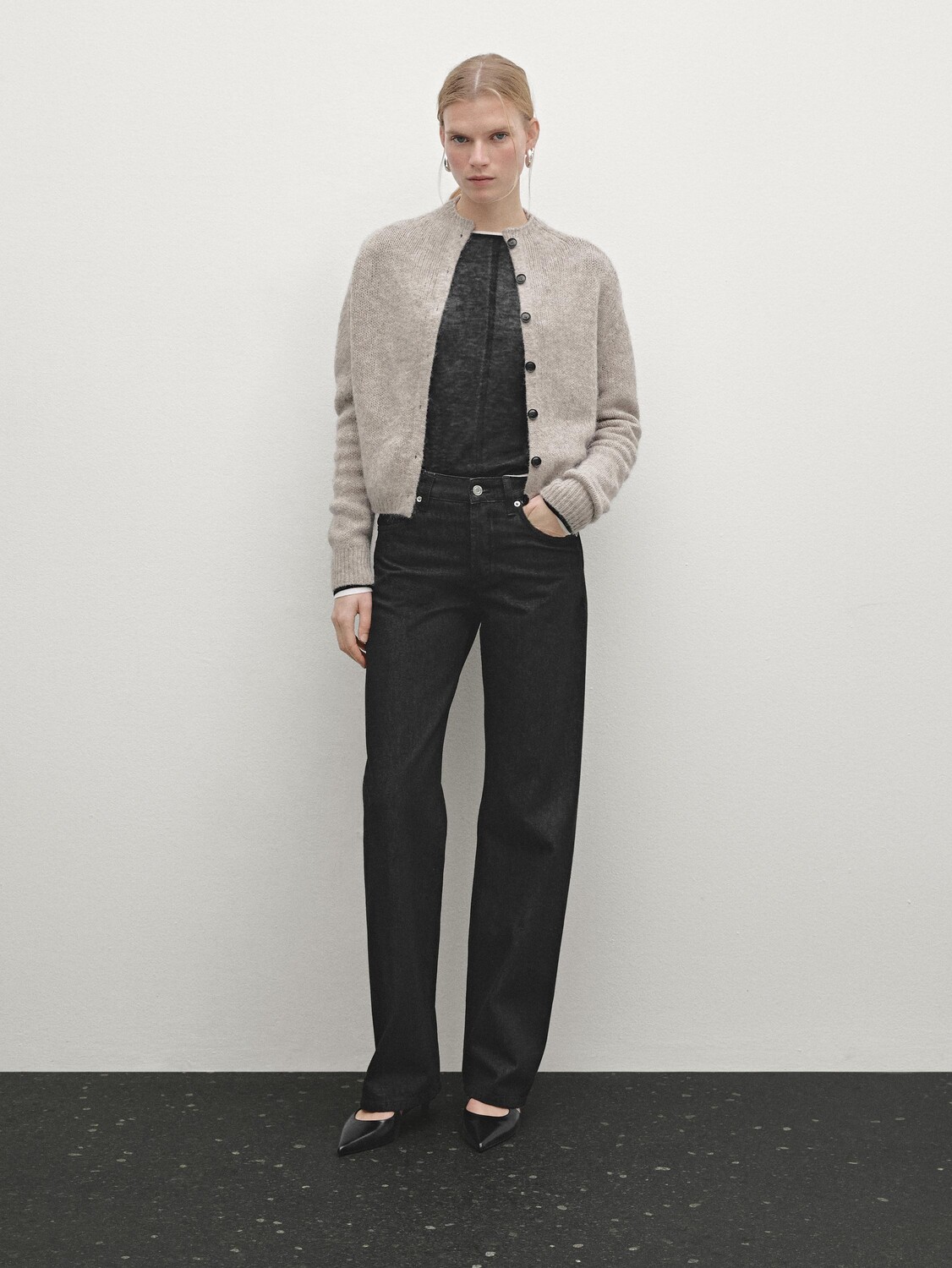 

Кардиган с крапинками Massimo Dutti, бежевый
