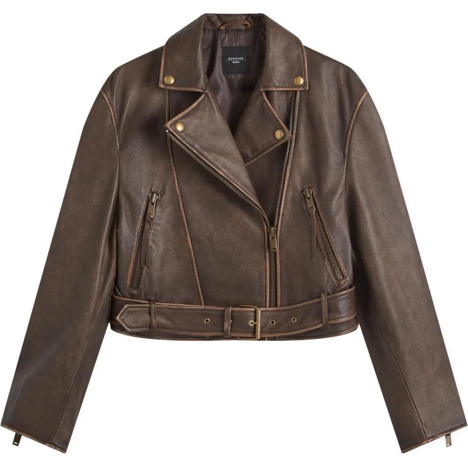 

WEEKEND MaxMara Кожаная куртка байкера Weekend Max Mara Saletta, Brown