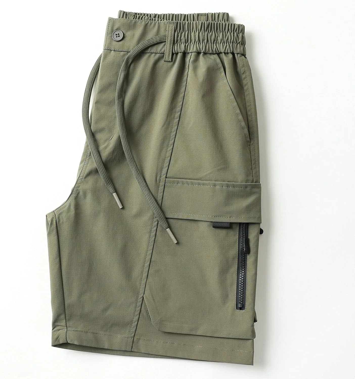 Mens Casual Shorts Lightweight Breathable Loose Fit with Drawstring Pockets for Summer Outdoor Walking Travel Generic, зеленый — фото 4