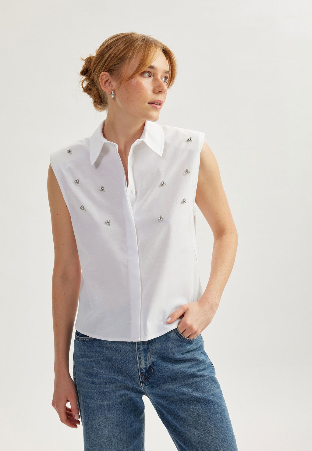 

Топ SLEEVELESS - Button-down blouse Koton, белый