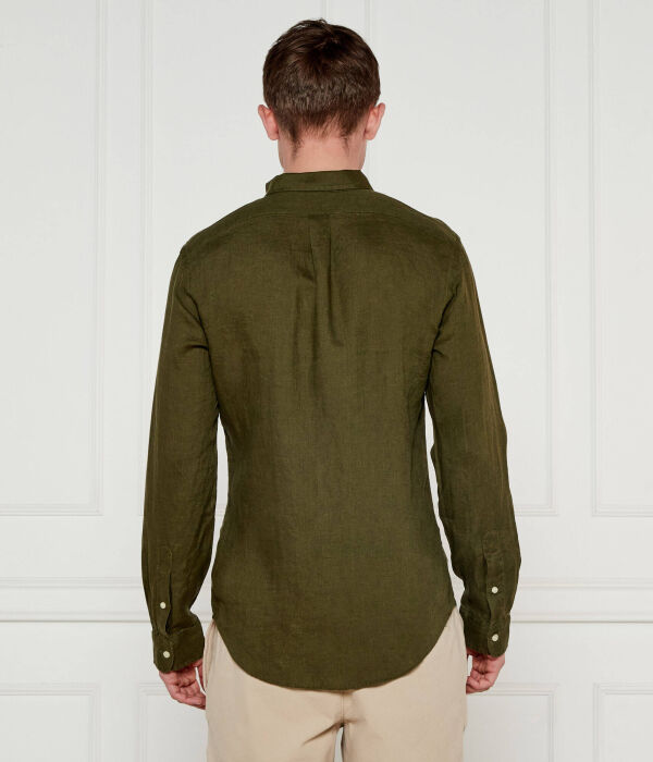 Льняная рубашка Slim fit Polo Ralph Lauren, серый — фото 3
