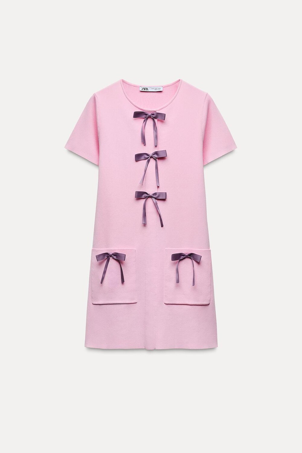 

Вязаное платье с бантами ZARA, розовый