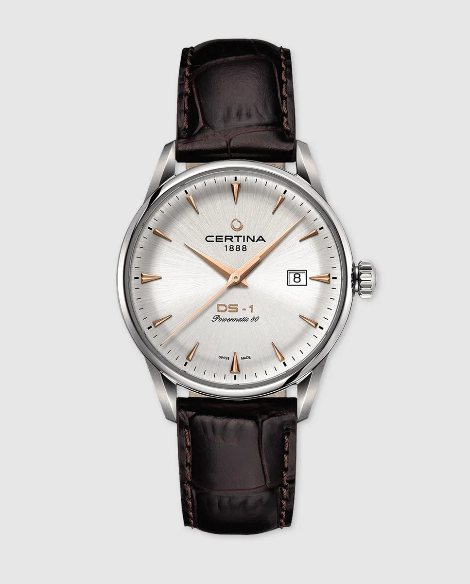 

Мужские часы Certina DS-1 из коричневой кожи, коричневый