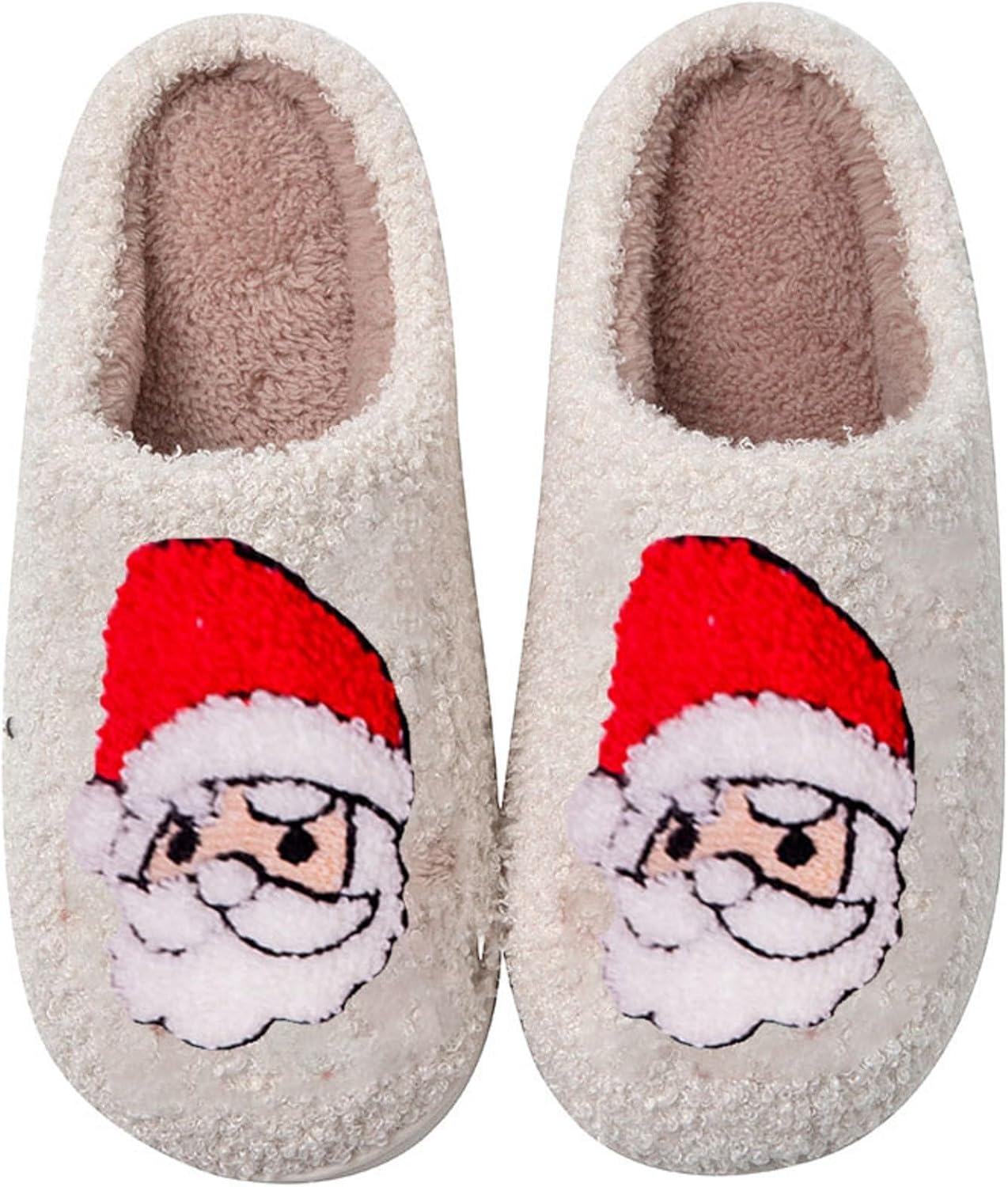 

Рождественские тапочки для женщин и мужчин 2025 года, зимние плюшевые с эффектом памяти, мягкие пушистые тапочки, уютная теплая домашняя обувь в винтажном стиле Generic, белый
