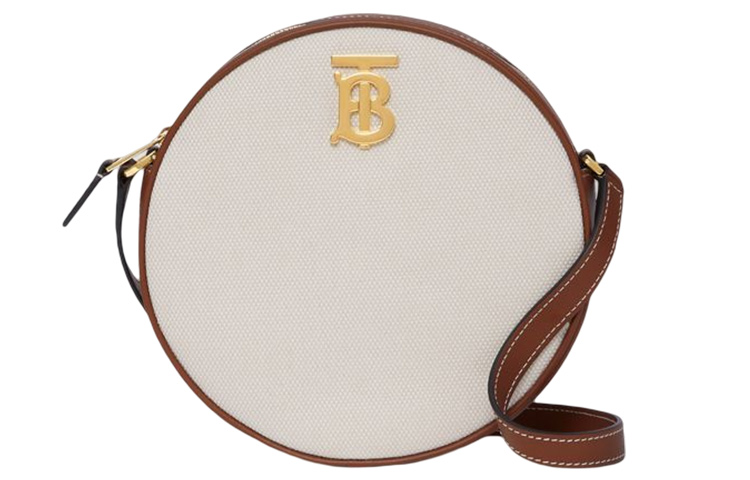 

Кубический холщовый рюкзак с кожаными деталями, маленькая круглая сумка, кросс-боди, женская наплечная сумка Burberry светло-умбра