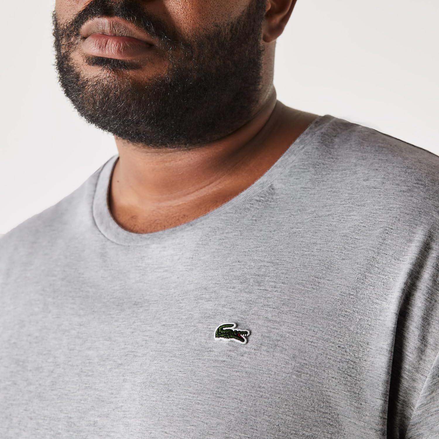 Мужская футболка Lacoste с круглым вырезом, коротким рукавом, классическим кроем и большой посадкой, Silver Chine — фото 2