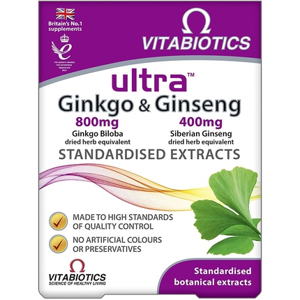 

Таблетки Ultra Ginkgo and Ginseng 60 таблеток Vitabiotics