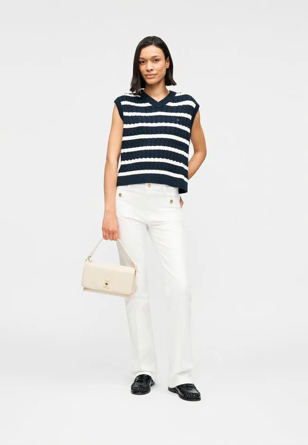 Вязаный свитер-жилет с v-образным вырезом и косами Tommy Hilfiger, Dark Night Navy/Ivory Petal — фото 2