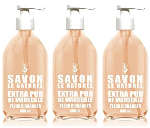 Жидкое мыло Savon le Naturel Extra Pur de Marseille с цветком апельсина, 3 шт. Savon Le Naturel