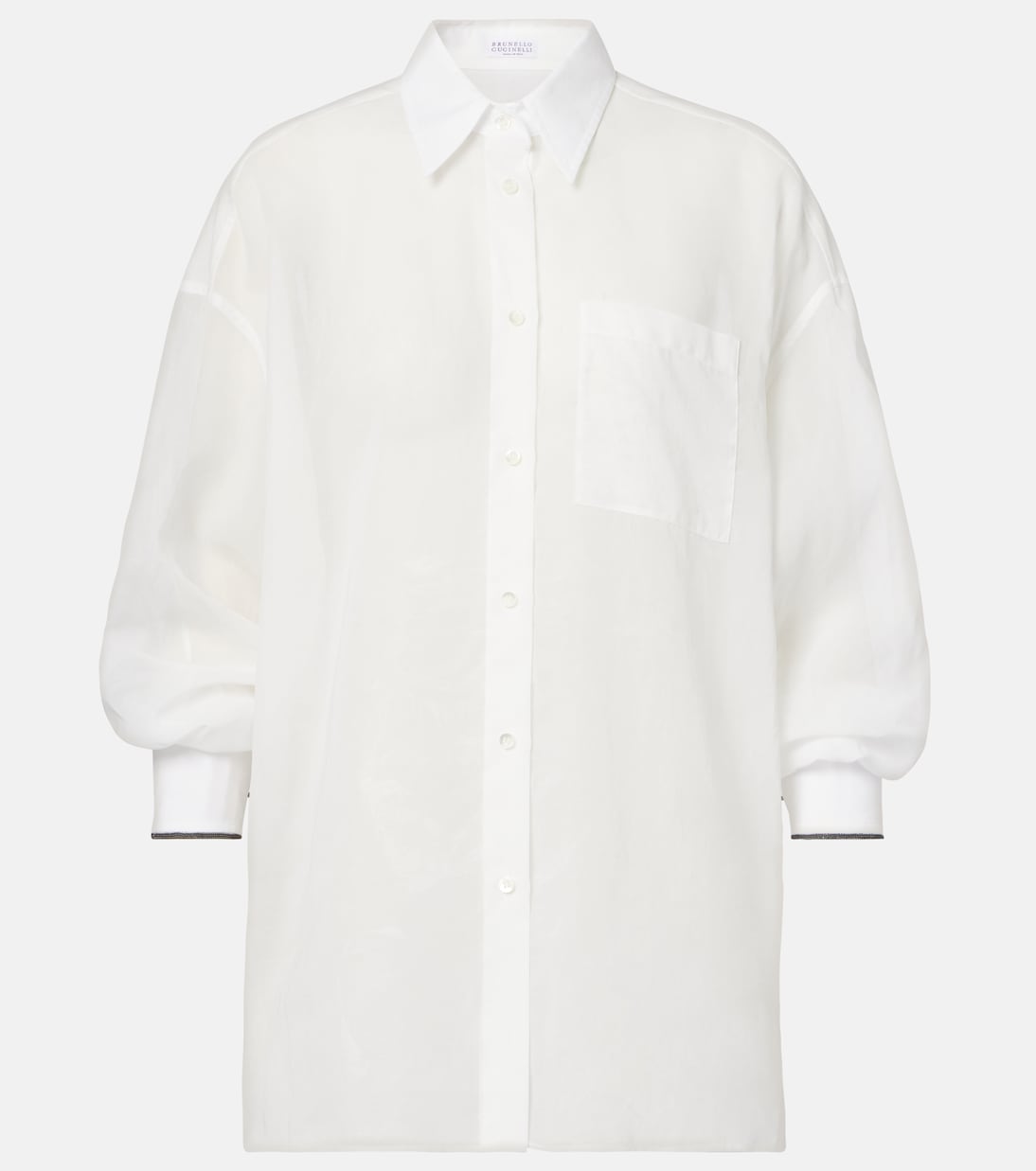 

Рубашка из хлопкового поплина Brunello Cucinelli, белый