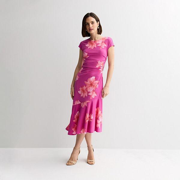 

Женское платье миди с воланами Nine West, Fuchsia Anita Blooms