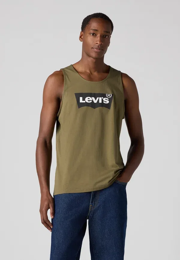 Топ майка Levi'S Relaxed graphic tank top, цвет технический оливковый ночной — фото 2