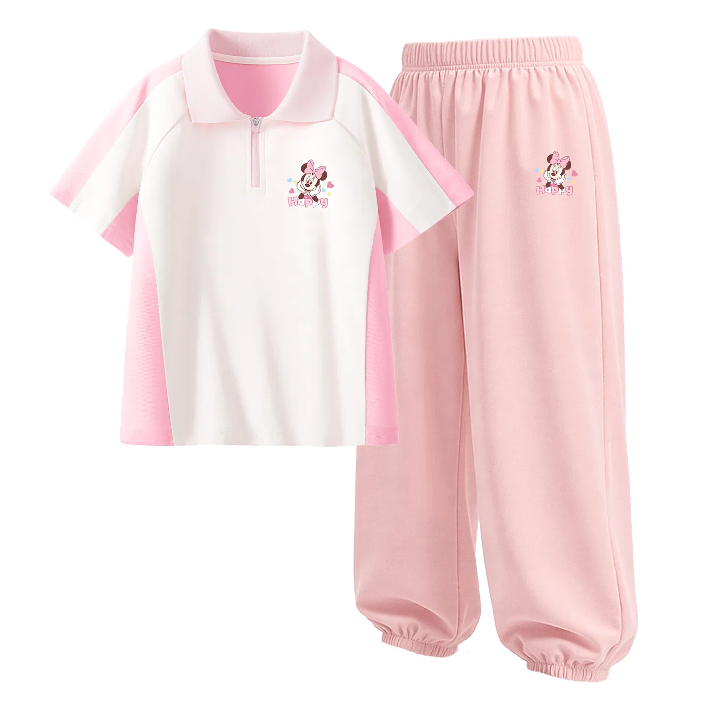 Детское спортивное поло с воротником Disney, DiCai Xin Xiao K Rouge Pink+DiCai Xin Xiao K Soft Pink