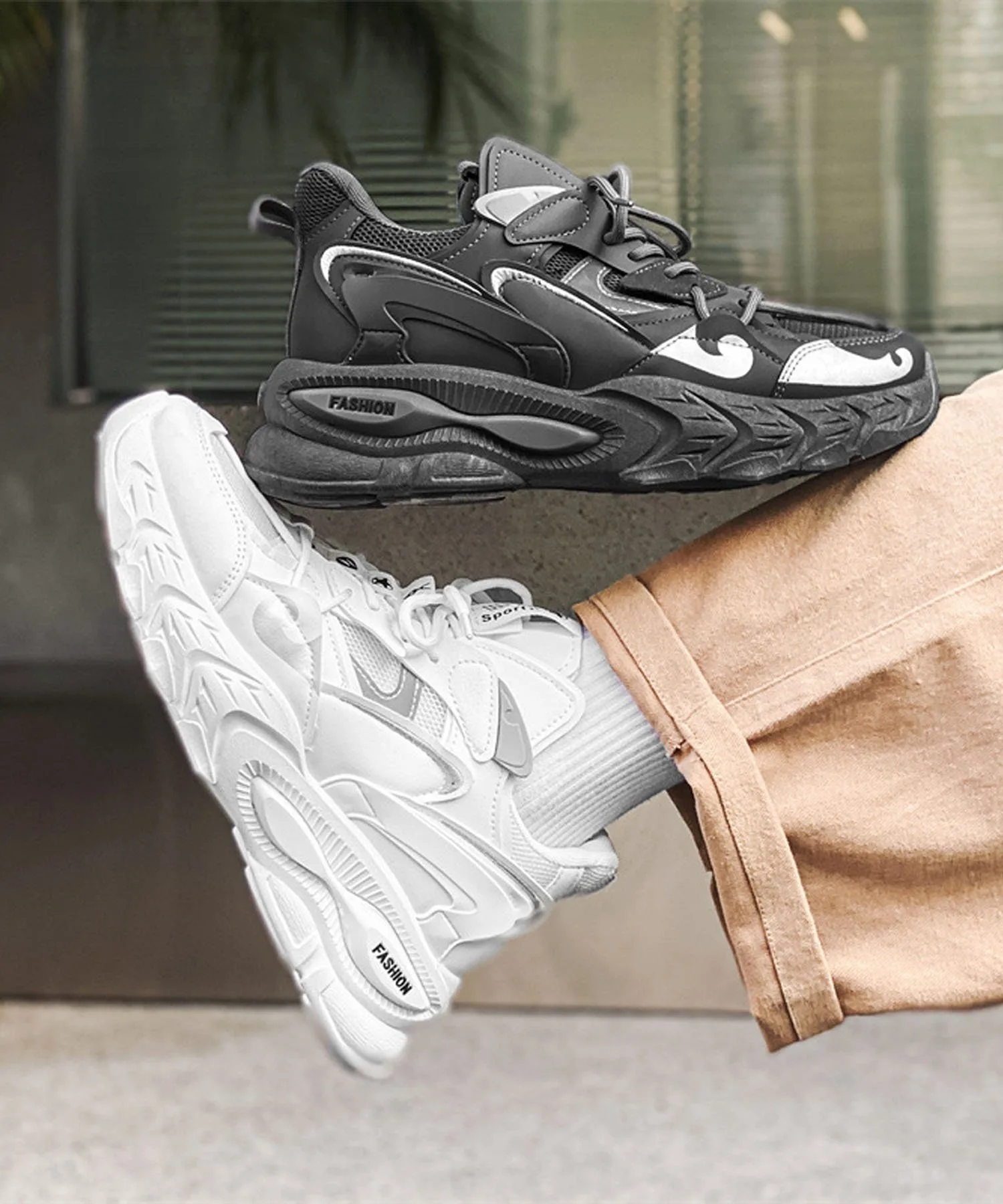 Кроссовки на платформе в стиле «папиных кроссовок» Aimoha Mens, white — фото 4