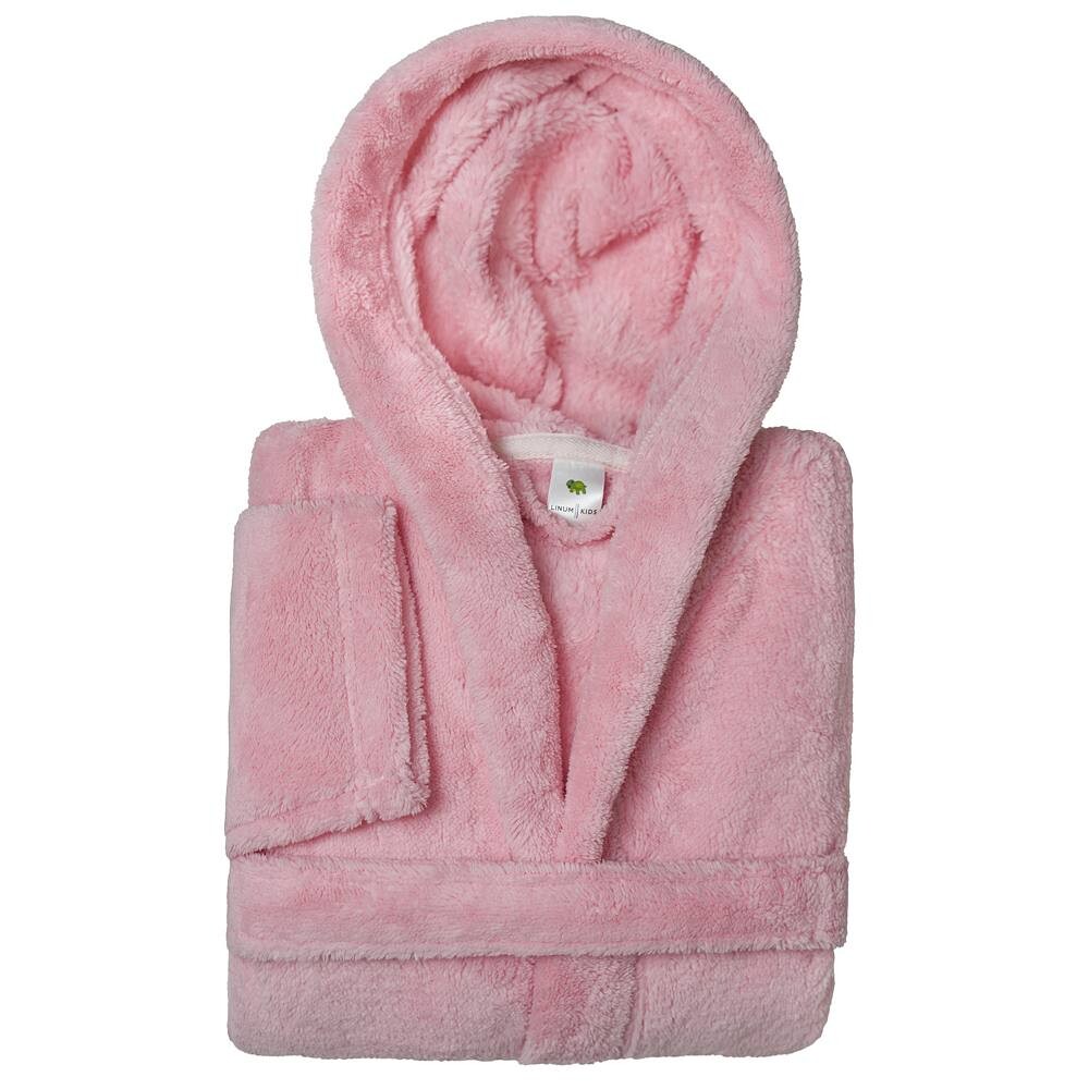 

Linum Home Textiles Детский суперплюшевый халат с капюшоном и двойной щеткой, розовый