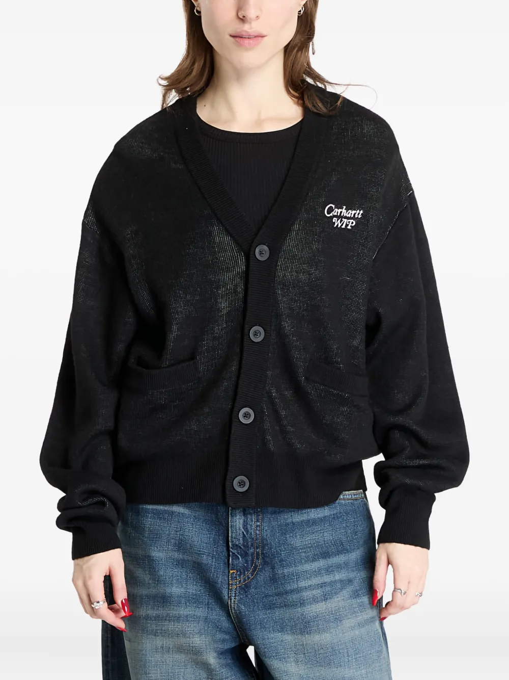 

Кардиган на пуговицах с вышитым логотипом CARHARTT WIP, черный