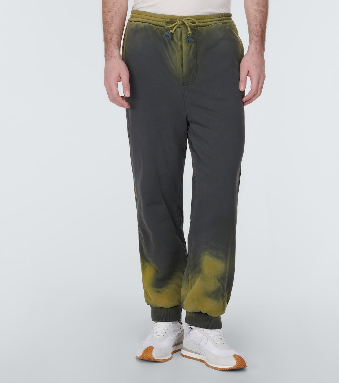 Анаграмма хлопковые джерси спортивные брюки Loewe, Grey/Yellow — фото 3