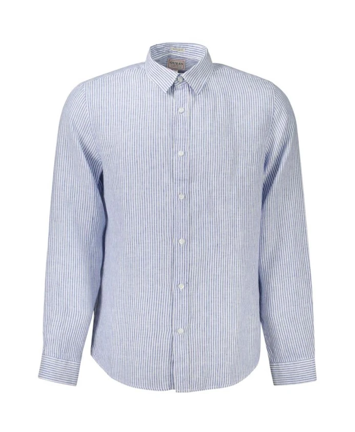 

Полосатая льняная рубашка синего цвета Guess, синий