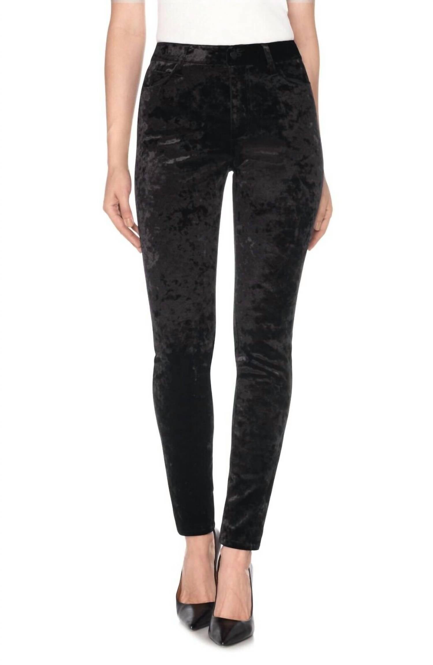 

Узкие брюки Charlie Crushed Velvet High Rise черного цвета JOE'S Jeans